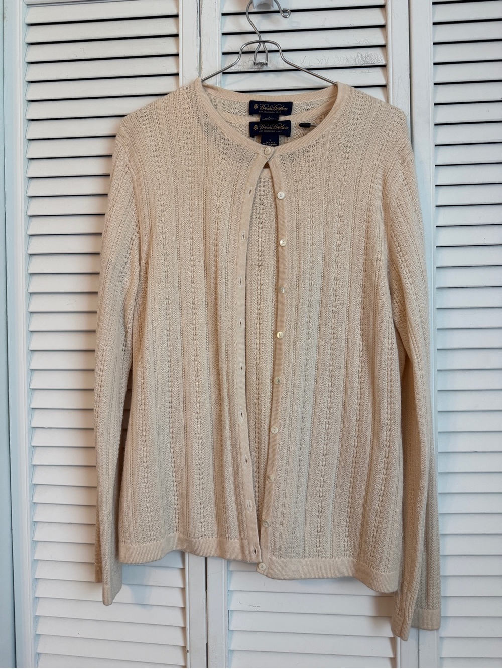 Brooks Brothers Top & Cardigan Sweater Set Silk Cashmere Pointelle Ivory Large